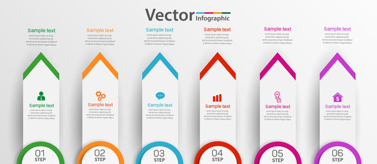 Vector business  infographic template with 6 steps. For diagram, graph, presentation and chart