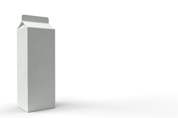 3d render of a white cardboard drinking carton packaging mock up in white background