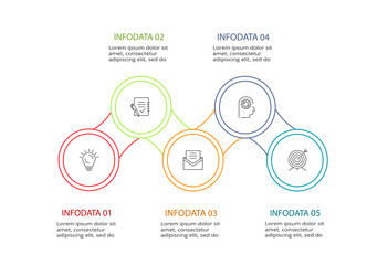 Business data visualization. Process chart. Elements of graph, diagram with 5 steps, options, parts or processes.