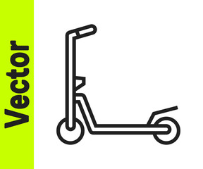 Black line Roller scooter for children icon isolated on white background. Kick scooter or balance bike. Vector.