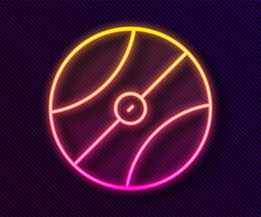 Glowing neon line Basketball ball icon isolated on black background. Sport symbol. Vector.