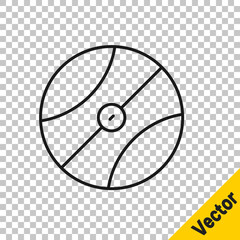 Black line Basketball ball icon isolated on transparent background. Sport symbol. Vector.