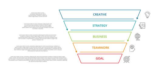 Business data visualization. Process chart. Elements of graph, diagram with 5 steps, options, parts or processes.
