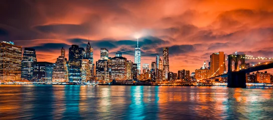 Fotobehang Empire State Building View of Manhattan at sunset