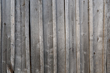 Old wooden rural barn wall. Grey wooden boards.