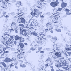 Roses - flowers and leaves. Watercolor. Seamless pattern. Wallpaper. Use printed materials, signs, posters, postcards, packaging.