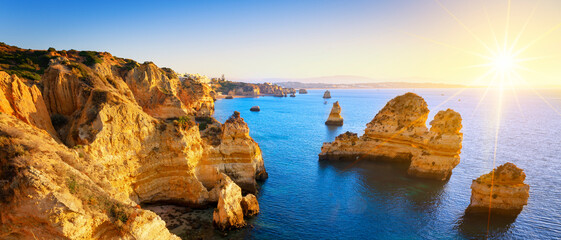 View seafront at sunrise, Algarve