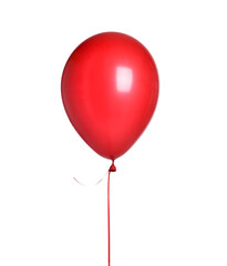 Red latex single big balloon object for birthday or valentines day party isolated on white 