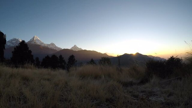 Sunrise from poon Hill. Golden sunrise.