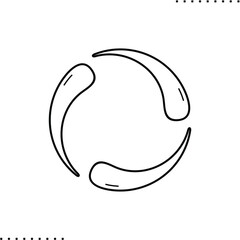 3 part circle vector icon in outline