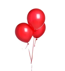 Fotobehang Stelletje grote rode ballonnen ballonobject voor verjaardagsfeestje of Valentijnsdag geïsoleerd op een witte © Dmitry Lobanov