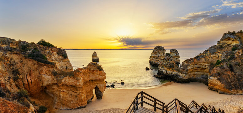 View of Camilo beach and staircase,at sunrise