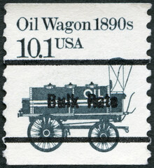 Fototapeta na wymiar USA - 1985: shows Omnibus 1880s, series Transportation Colls series, 1985