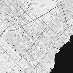 Urban city map of Mississauga. Vector poster. Grayscale street map.