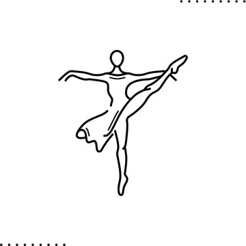 ballerina, the beauty of  dancing, pose vector icon in outline
