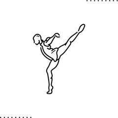 Ballet dancer vector icon in outline