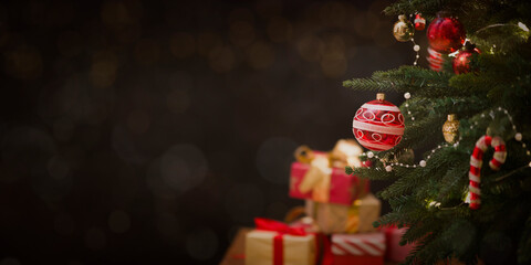 Christmas and New Year holidays background with christmas tree