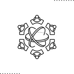 Co-working vector icon in outline