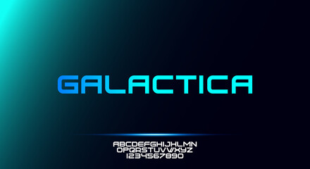 Galactica, a bold modern sporty typography alphabet font. vector illustration design