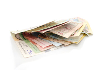 Fototapeta premium different ukrainian hryvnias isolated on white.