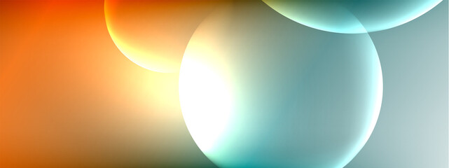 Vector abstract background liquid bubble circles on fluid gradient with shadows and light effects. Shiny design templates for text