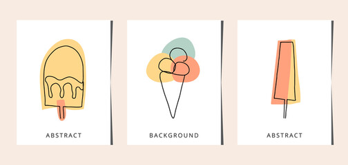 Ice-cream background Vector Illustration Set
