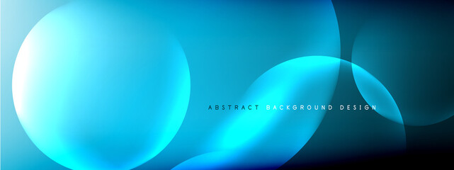 Vector abstract background liquid bubble circles on fluid gradient with shadows and light effects. Shiny design templates for text