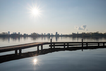 Fototapeta premium sunset by the lake. Rotterdam , The Netherlands 