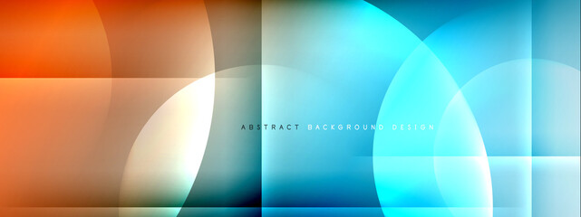 Vector abstract background - circle and cross on fluid gradient with shadows and light effects. Techno or business shiny design templates for text