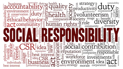 Social responsibility vector illustration word cloud isolated on a white background.