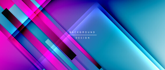 Dynamic lines on fluid color gradient. Trendy geometric abstract background for your text, logo or graphics