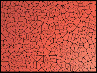 Orange mosaic with patterns on a black background