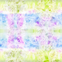 Obraz premium Seamless pattern. Roses - flowers and leaves. Watercolor background image - decorative composition. Use printed materials, signs, items, websites, maps, posters, postcards, packaging.
