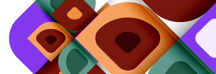 Set of vector modern geometric abstract backgrounds with repeating abstract round shapes patterns and shadow effects