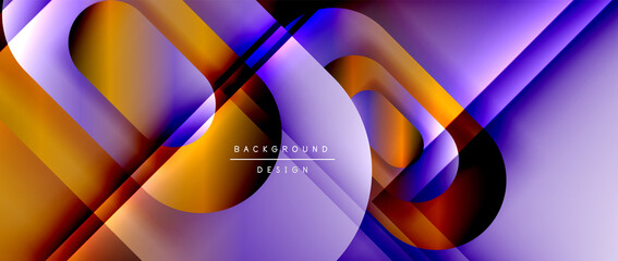 Vector geometric abstract background with lines and modern forms. Fluid gradient with abstract round shapes and shadow and light effects