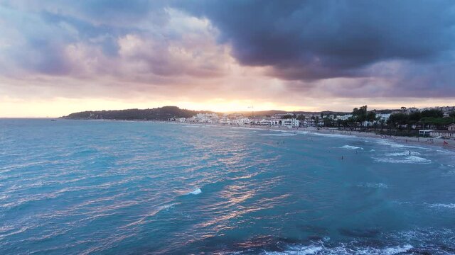 Sunset and Cloudscape in the Mediterranean village of Altafulla, Tarragona province, Spain.