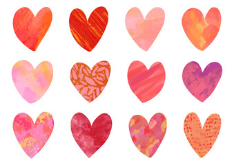 ベクター　手描きのハートのイラストセット
