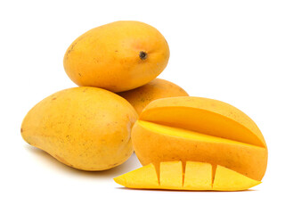Yellow mango isolated on a white background