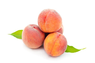 Three ripe peaches.
