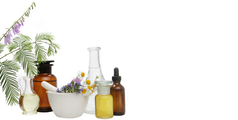 Set of natural herbal medicines - banner.