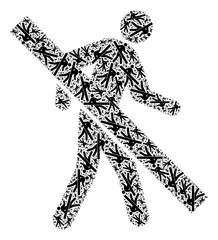 Recursion mosaic forbidden walking man. Raster mosaic is designed with randomized forbidden walking man items. Flat raster design on a white background.
