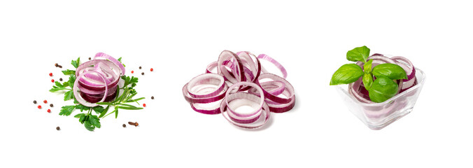 Sliced Red Onion or Purple Onion Rings Isolated