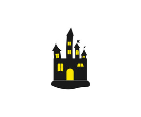 Castle, halloween, horror icon. Vector illustration, flat design.