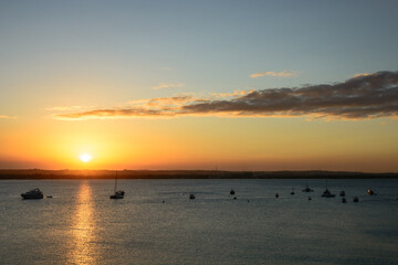sunset at the beach - high angle view