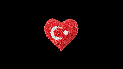 Turkey National Day. October 29. Heart shape made out of shiny spheres on black background.