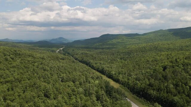 Aerial Over Forest In Adirondack Mountains Near Lake Placid, New York, U.S.A.