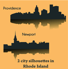 Fototapeta premium Set of 2 city in Rhode Island ( Providence, Newport )
