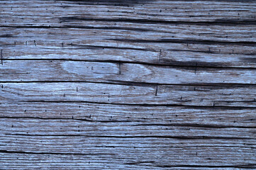 The abstract background of the old wooden surface is wet after rain. Closeup topview for artworks.