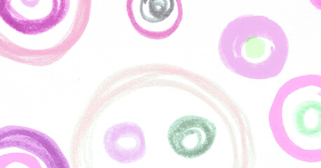 Ink Drawn Round Texture. Pink Decorative Circles 