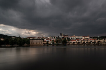 Fototapeta premium prague castle with dark sky before a storm